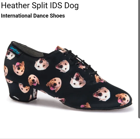 Ballroom Practice Shoes - IDS Heather Split Sole Dog Print - UK 5 / US 7 - Picture 2 of 5